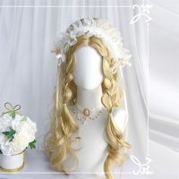 Cosplaysalon 60CM Lolita Long Curly Ombre Pink Blonde Blue Bangs Cute Heat Resistant Ombre Party Synthetic Hair Cosplay Wig+Cap ของขวัญ ของขวัญ