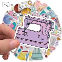 50Pcs Cartoon Sewing Machine Stickers Sewing Tools Ruler Scissors Suitcase Skateboard Graffiti  Laptop Luggage Graffiti Stickers Stickers