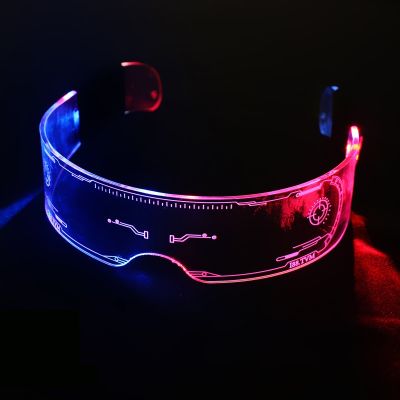 7 Color Decorative Cyberpunk Glasses Colorful Luminous Glasses LED Light Up Eyeglasses For Bar KTV Christmas Cyberpunk Party