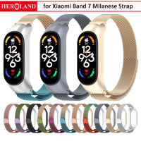 สายรัดโลหะแม่เหล็ก Milanese สำหรับ Xiaomi Band 7สายรัดข้อมือตาข่ายสแตนเลส