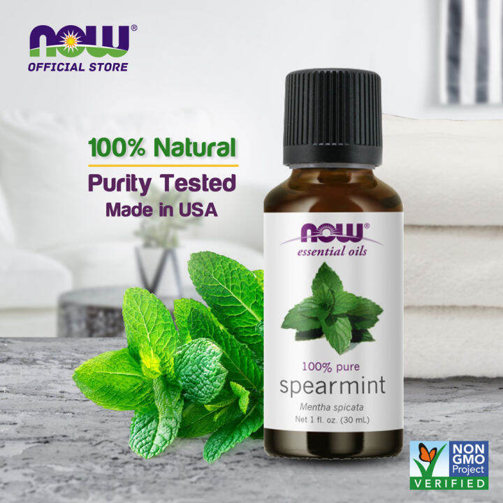 NOW Essential Oils, Spearmint Oil, Stimulating Aromatherapy Scent