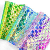 Bump Embossed PVC ผ้า Iridescent Holographic เลเซอร์ Rainbow Shiny ไวนิลม้วนสำหรับ DIY Bow ต่างหูทำหัตถกรรมกระเป๋า30*135ซม.