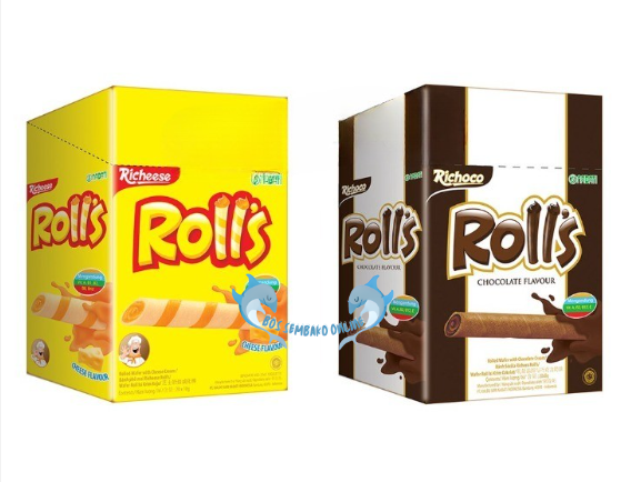 Nabati ROLLS Box 20 Pcs X 8 Gr Roll’s Cheese Chocolate Richeese Coklat ...