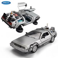 【CW】 Welly-Coche de aleación fundido a presión para niños modelo coche Modelo delorean juguete Metal Regreso al futuro máquina del tiempo colección regalo 1:24