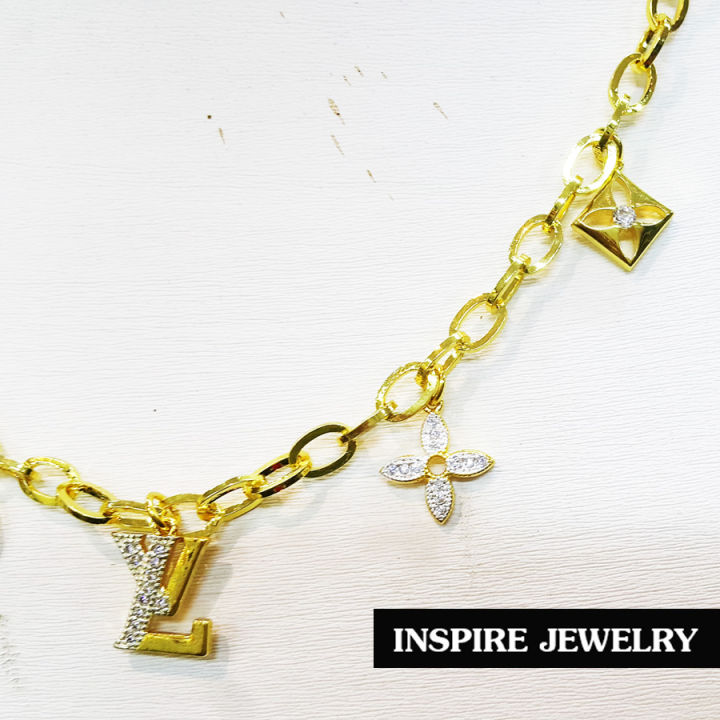 inspire-jewelry-สร้อยคอทองตอกลาย-งานแฟชั่นอินเทรนสุดๆ-ตัวเรือนหุ้มทองแท้-24k-สวยหรู-พร้อมถุง