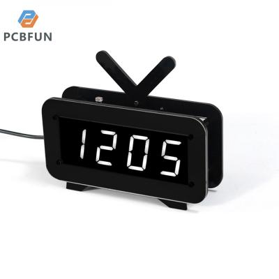 pcbfun ชุดนาฬิกาดิจิทัล LED ดิจิตอลสำหรับผู้เริ่มต้น,นาฬิกาอิเล็กทรอนิกส์แอลอีดีพร้อมดิสเพลย์ดิจิทัลนาฬิกาเวลา/อุณหภูมิ/วันที่