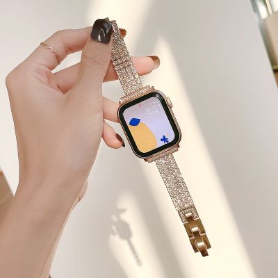 【Hot Sale】 Applicable to appleiwatch876 generation four-row diamond-encrusted fragrance full diamond watch strap