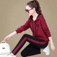 Casual Sports Suit Womens Spring and Autumn 2021 New Style Loose Hooded Sweater Two-piece Sportswear Fashion