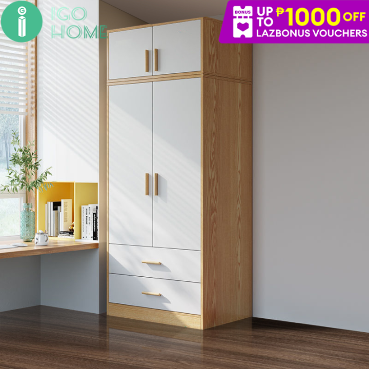 IGOHome Wooden Wardrobe clothes storage organizer simple modern