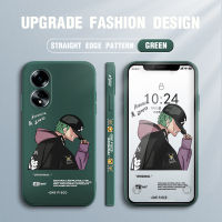 เคสโทรศัพท์สำหรับ OPPO A38 A18ดีไซน์ใหม่ Roronoa Zoro อะนิเมะหนึ่งด้านเคสโทรศัพท์ดีไซน์ด้านหนึ่งรูปแบบขอบสี่เหลี่ยมของเหลวปลอกซิลิโคนเคสป้องกันทนแรงกระแทกกล้องคลุมทั้งหมด