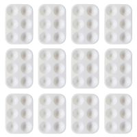 12pcs White Paint Plastic Palettes 6 Well Rectangular Watercolor Oil Palette Painting Tray Artist Craft Palettes for Kids