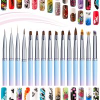 15Pcs Nail Art Brushes Set 3D UV Gel Polish Nail Liner Brush Nail Design Dotting Pen Painting Acrylic Nails Art Tool Manicure