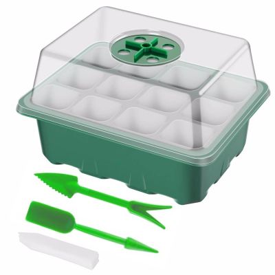 12 5-Pack Cells Per Tray Seedling Tray Kit With Dome and LightSeed Starter Tray Grow Trays Humidity Adjustable Plant Starter