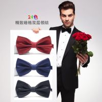 Mens concealed bow tie formal fashion dress bow tie solid color red wedding best man bow tie Boys Clothing