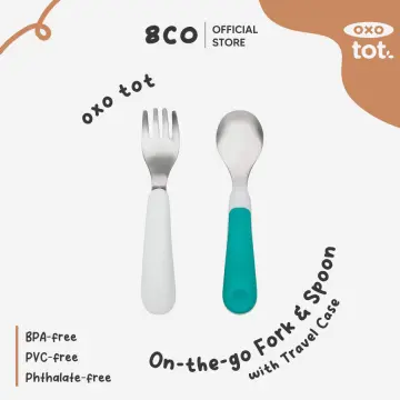 OXO Tot On the Go Fork and Spoon Set with Travel Case in Teal