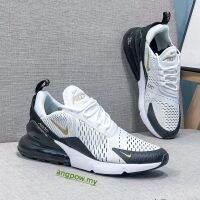 COD ▨ The Outline Shop27dgsd6gfd Korean version Air Max 270 Leather Breathable Mens and Womens Jogging Casual Shoes Black White/Gold Hook