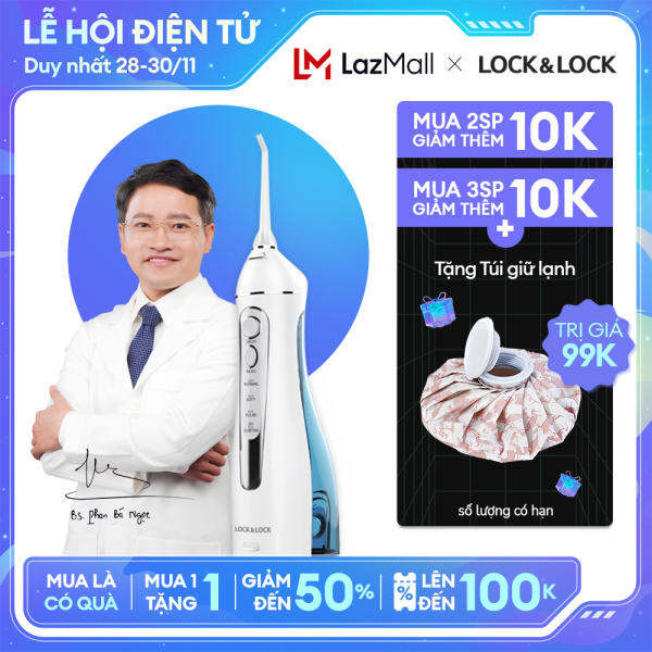 Máy tăm nước không dây Lock&Lock ENR156BLU – 4 chế độ phun – Bình chứa 200ml – Sạc đầy trong 4h