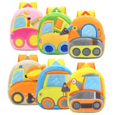 Cute Children School Bags 3D Cartoon Trucks Cars Plush Kids Backpack Kindergarten Boys Girls Schoolbags Mini Small Backpack