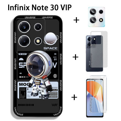 เคสสำหรับ Infinix Note 30 VIP 4in ฟิล์ม1กระจกเทมเปอร์ + ฟิล์มเลนส์กล้องถ่ายรูป + ฟิล์มหลัง + อินเทรนด์แบรนด์การ์ตูนงากลไกเคสโทรศัพท์สตรีทเคส TPU นุ่มกันกระแทก