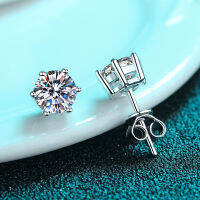 925 ต่างหูเงินแท้ต่างหูหกเหลี่ยมต่างหู Moissanite รองรับการระบุตัวตนใดๆ .