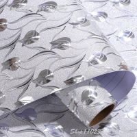 Waterproof Metal Sticker Self Adhesive Silver Brushed Wallpaper Tulip Floral Furniture Desktop Decoration Sticker