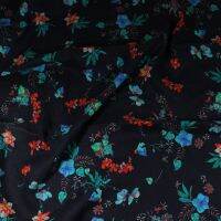 ชุดเดรสสายเสื้อเชิ้ตงานปะติดพิมพ์ลายฟางดอกผ้าแฟลกซ์