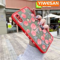 YIWESAN เคสสำหรับ VIVO V9 V9เยาวชน V9 Pro,Y85เต็มหน้าจอมีน้ำค้างแข็งโปร่งใสกุหลาบแข็งขอบสี่เหลี่ยมรูปแบบกล้องปลอกซิลิโคนกันกระแทกเคสนิ่ม