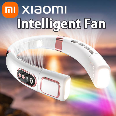 Xiaomi 2023แขวนคอพัดลมเครื่องปรับอากาศแบบพกพา USB 4000มิลลิแอมป์ชั่วโมงแบบชาร์จอากาศคูลเลอร์จอแสดงผล LED พัดลมไฟฟ้าสำหรับกลางแจ้ง