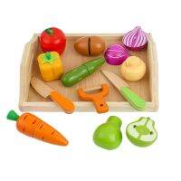 Wooden Cut Fruit And Vegetable Toys ChildrenS Wooden Simulation Play House Toy Kitchen Set