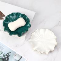 Soap Dish Shelf Soap Box Space-saving Easy to Clean Ceramics Nordic Style Lotus Leaf Shape Daily Use Food Storage  Dispensers