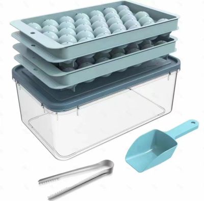 Round Ice Cube Tray with Lid &amp; Bin Ice Ball Maker Mold for Freezer with Container Mini Circle Ice Cube Tray Making 66PCS Sphere Replacement Parts