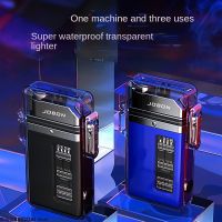 ■ Zhongbangs New Emergency Light with Cigarette Holder One Machine Three-purpose Multi-functional Lighter Transparent Arc Lighter