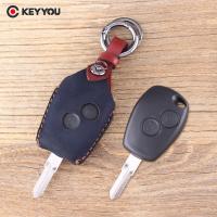 ✜♚✒ KEYYOU For Renault 206 Kangoo Clio Logan Sandero Car Key Case Fob 2 Button Leather Car Key Shell