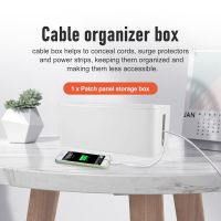 Cable Management Box, ABS Cable Organizer Cord Hider Box, Computer Power Lines, Route Cables, Under Desk Power Strip