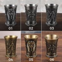 Creative Small Metal Vintage Egyptian Wine Glass Liquor Cocktail Whiskey Wine Bar Cup Pharaoh King Tut Carved Goblet Water Cup