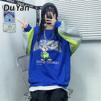 Du YAN เสื้อสเวตเชิ้ตผ้าปะพิมพ์ลายย้อนยุคญี่ปุ่นสำหรับผู้หญิง