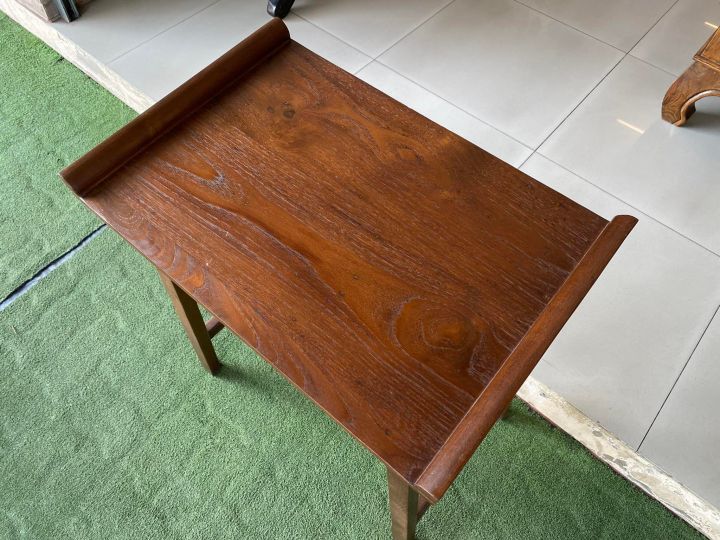 โต๊ะไม้สัก-สูง-75x60x40-cm-ประกอบแล้ว-สีไม้สัก-โต๊ะวางพระ-โต๊ะขาจีน-ไม้แก่-แท่นวางพระ-เก็บเงินปลายทางได้-แข็งแรง-teak-table-wooden-desk-75-cm