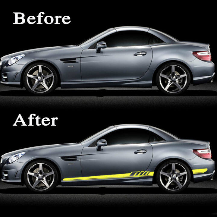 2ชิ้นรถประตูด้านข้างลายกระโปรงสติ๊กเกอร์ไวนิลรูปลอกสำหรับ-benz-slk-คลาส-r170-r171-r172-slk55-amg-slk200-250อุปกรณ์เสริม