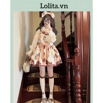 Váy đầm Lolita trắng nơ to cho thuê – Miêu Quán