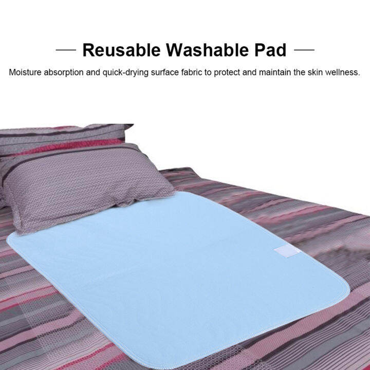 สงสัย-2ชิ้นแผ่นใช้ซ้ำได้ซักได้แผ่นดูดซับสำหรับผู้ใหญ่แผ่นซับปัสสาวะรั่วสีฟ้าสีขาว45x60cm