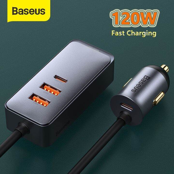 Baseus 120W Car Charger Quick Charger Qc 3.0 PD 3.0 TypeC USB Charger