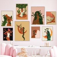 Plant Mom Poster Elevating Soul Art Prints Abstract Boho Girls Meditating Canvas Painting Yoga Woman Wall Decor Mothers Day Gift