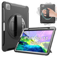 สำหรับ iPad Pro 11 Case 2022 2021พร้อมที่ใส่ดินสอ [รองรับการชาร์จ Apple Pencil],Ruggued Heavy Duty กันกระแทก Kickstand/hand Strap Cover เคสป้องกันสำหรับ iPad Pro 11 2020 2nd Gen/ 2018 1st Gen