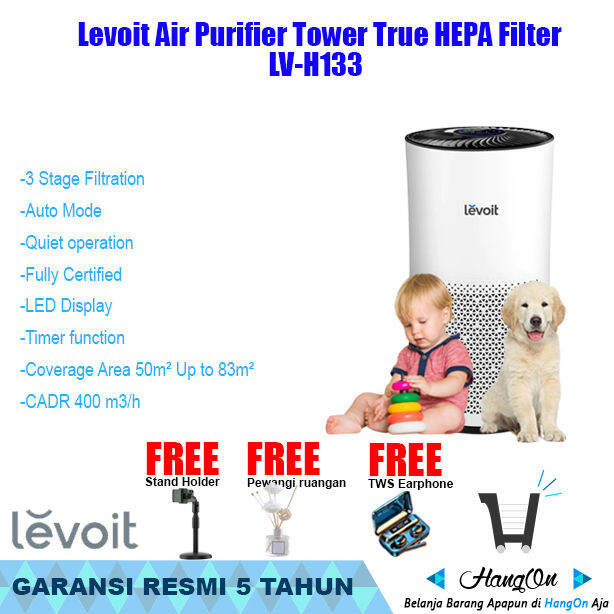 Levoit LVH133 Air Purifier Tower True HEPA Filter H13 Auto Mode