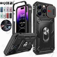 เคส2กล้องเลื่อนสำหรับ14 Pro Max 14 Plus 13 Pro 12 11 XS Max X 8 7เคสขาตั้งแบบหมุนได้360องศาสำหรับงานหนัก