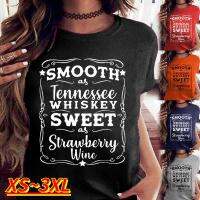 Smooth As Tennessee Whiskey Sweet As Strawberry Wine Shirt Tee Letter Print Drinking T-Shirts Size Xs-3Xl