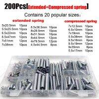 200pcs 20 Popular Sizes Spiral Galvanized Extended Compressed Spring Assortment Kit Box Set L=10 - 79.5mm Food Storage  Dispensers