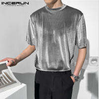 (สไตล์เกาหลี) INCERUN Mens แฟชั่น O คอเสื้อ Fit เสื้อลำลองปาร์ตี้ Hippy เสื้อแฟชั่นสตรี