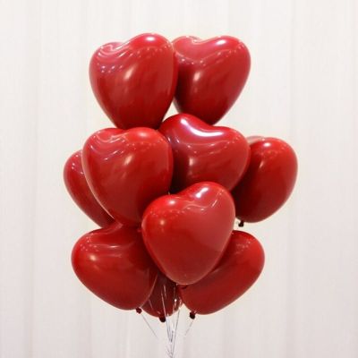 10 inch matt heart shaped pomegranate red latex balloon Ruby Red balloon wedding lover proposal wedding party decoration Artificial Flowers  Plants