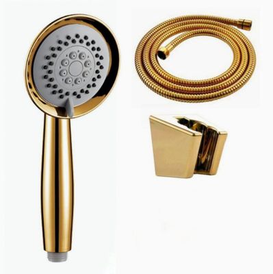 abs plastic Gold Plated three functions Handheld Shower Luxury Batnroom Hand Shower Head wiht gold holder and shower hose BD667 Showerheads